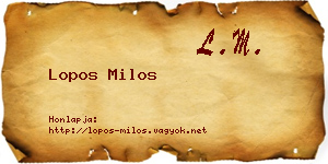 Lopos Milos névjegykártya